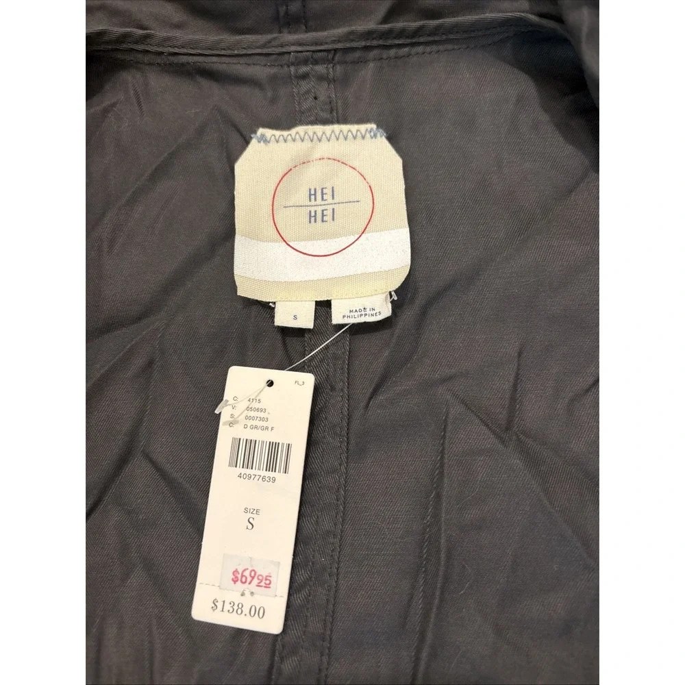 HEI HEI Anthropologie Womens Gray Trapunto Duster Trench Coat sz Sm Msrp $138 - Picture 2 of 4